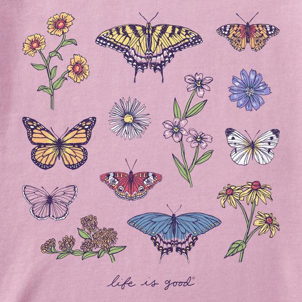 Life Is Good Kids Butterflies And Wildflowers Short Sleeve Crusher Tee