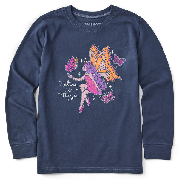 life is good Kids Butterfly Fairy Nature is Magic Long Sleeve Crusher Tee