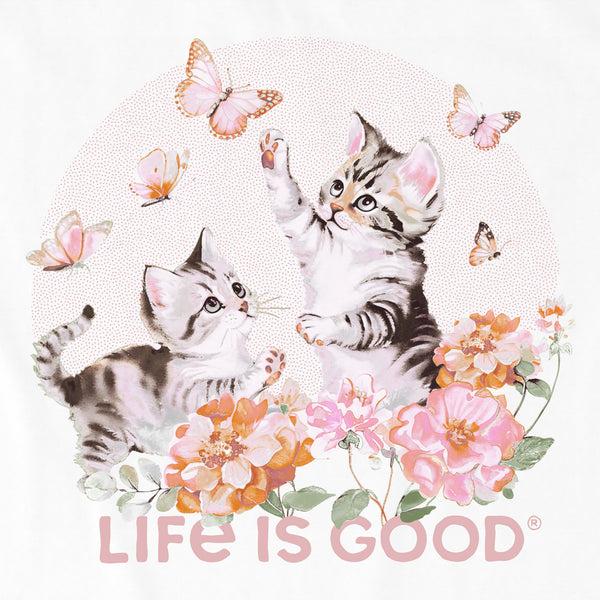 Life Is Good Kids Butterfly Kittens Short Sleeve Crusher Tee