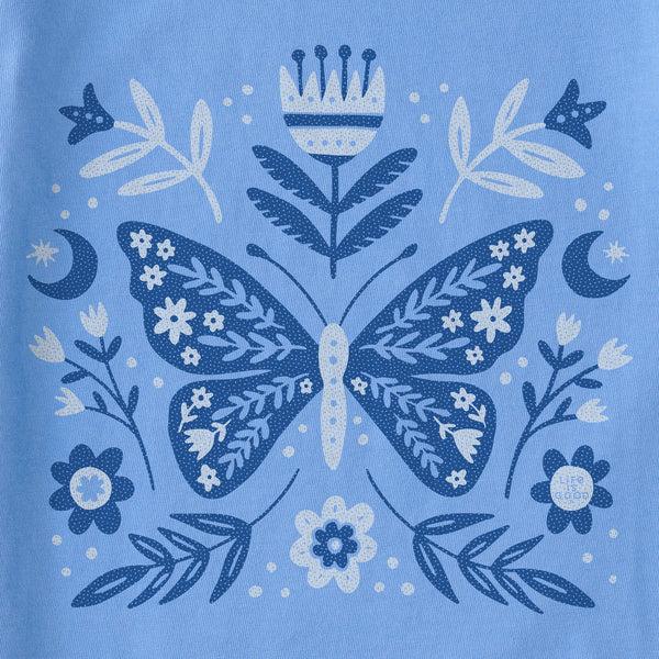 Life Is Good Kids Butterfly Pattern Short Sleeve Crusher Tee