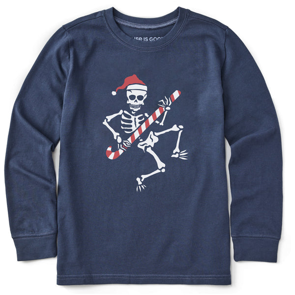 Life Is Good Kids Candy Cane Skeleton Long Sleeve Crusher Tee