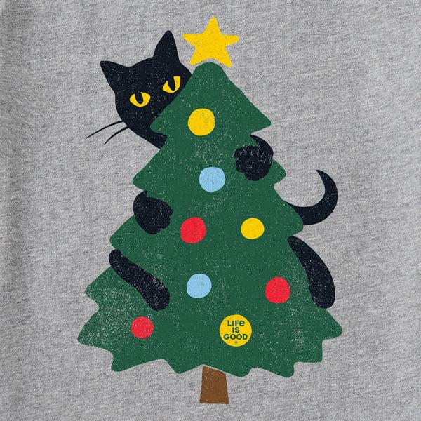 Life Is Good Kids Cat Christmas Tree Long Sleeve Crusher Tee