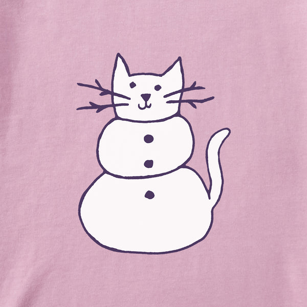 Life Is Good Kids Cat Snowman Short Sleeve Crusher Tee