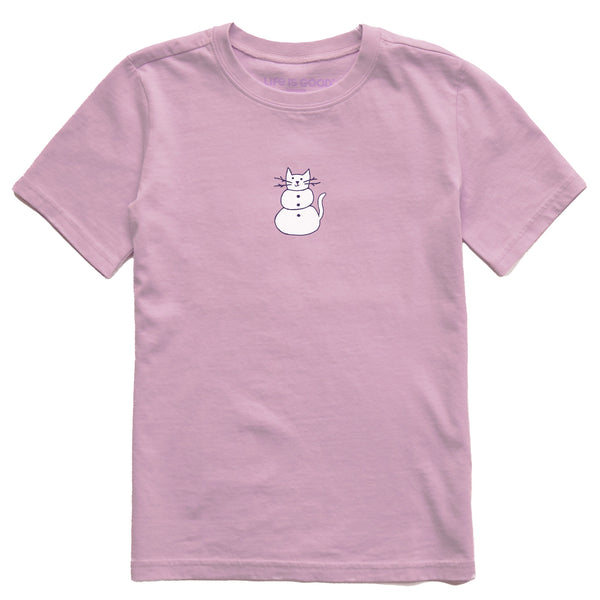 life is good Kids Cat Snowman Short Sleeve Crusher Tee