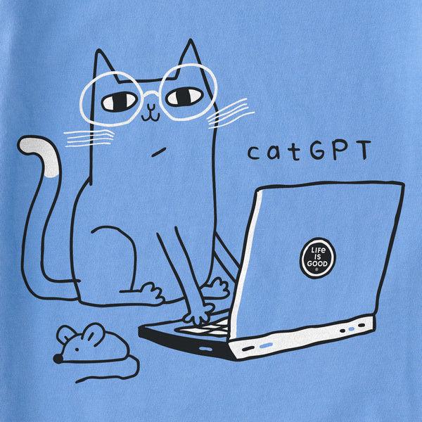 Life Is Good Kids CatGPT Laptop Short Sleeve Crusher Tee