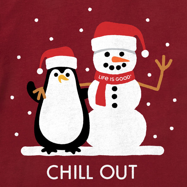 Life Is Good Kids Chill Out Penguin And Snowman Long Sleeve Crusher Tee
