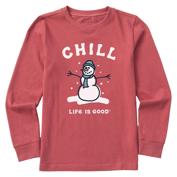 life is good Kids Chill Snowman Long Sleeve Crusher Tee