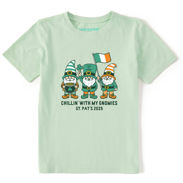 life is good Kids Chillin With My St Pats Gnomies 2025 Short Sleeve Crusher Tee