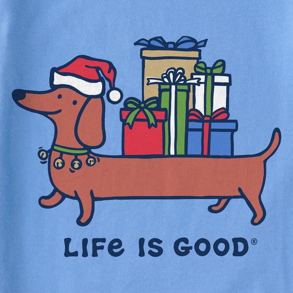 Life Is Good Kids Christmas Dachshund Long Sleeve Crusher Tee