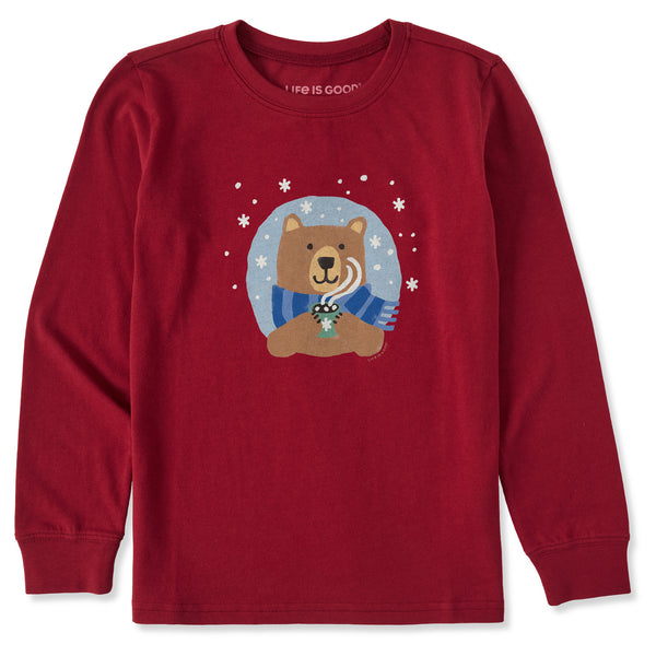 Life Is Good Kids Cocoa Bear Long Sleeve Crusher Tee