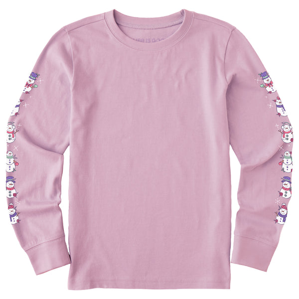 life is good Kids Cute Snowmen Long Sleeve Crusher Tee
