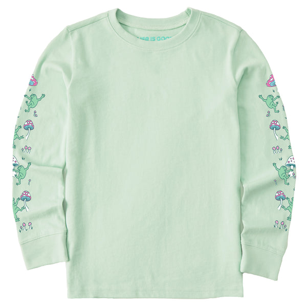 life is good Kids Dancing Frogs and Mushrooms Long Sleeve Crusher Tee
