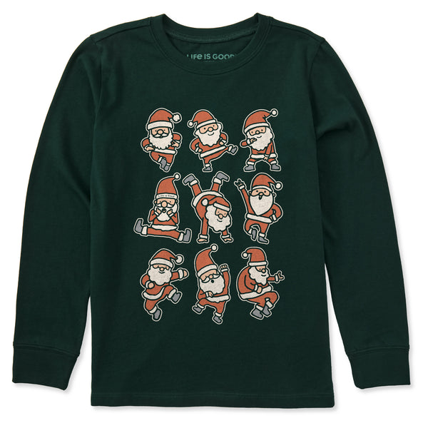Life Is Good Kids Dancing Santas Grid Long Sleeve Crusher Tee