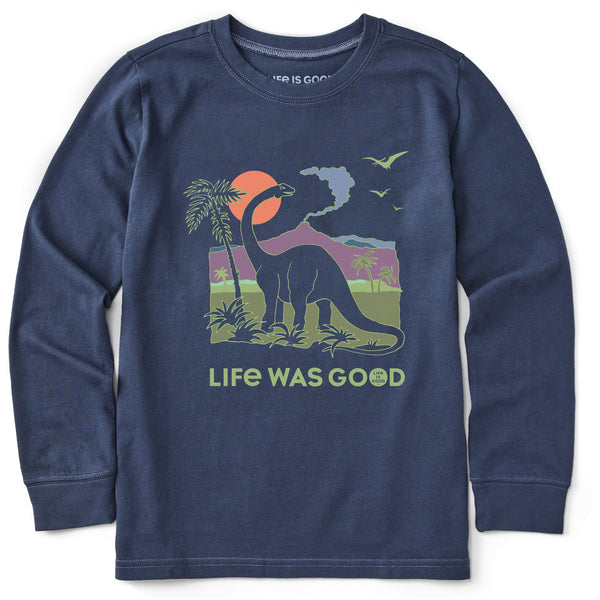 life is good Kids Dinosaur Life was Good Long Sleeve Crusher Tee