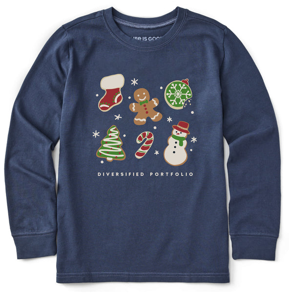 life is good Kids Diversified Portfolio Xmas Cookies Long Sleeve Crusher Tee