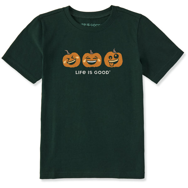 life is good Kids Emoji Pumpkins Short Sleeve Crusher Tee