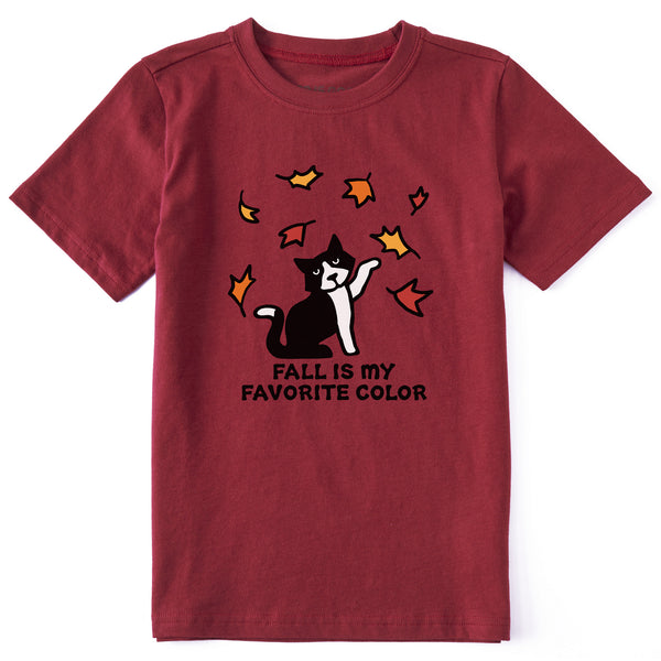 life is good Kids Fall is My Favorite Color of Cat Short Sleeve Crusher Tee