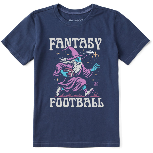 life is good Kids Fantasy Football Rushing Wizard Short Sleeve Crusher Tee