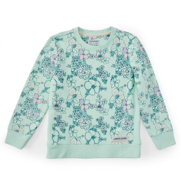 life is good Kids Floral Garden Pattern Simply True Fleece Crew