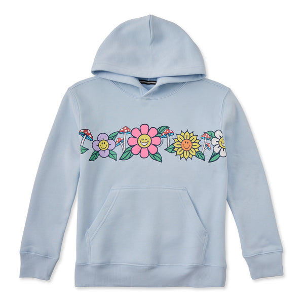 life is good Kids Flowers and Shrooms Seam to Seam Good Vibes Fleece Hoodie