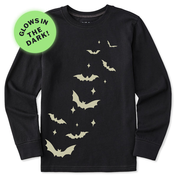 life is good Kids Flying Bats Long Sleeve Crusher Tee