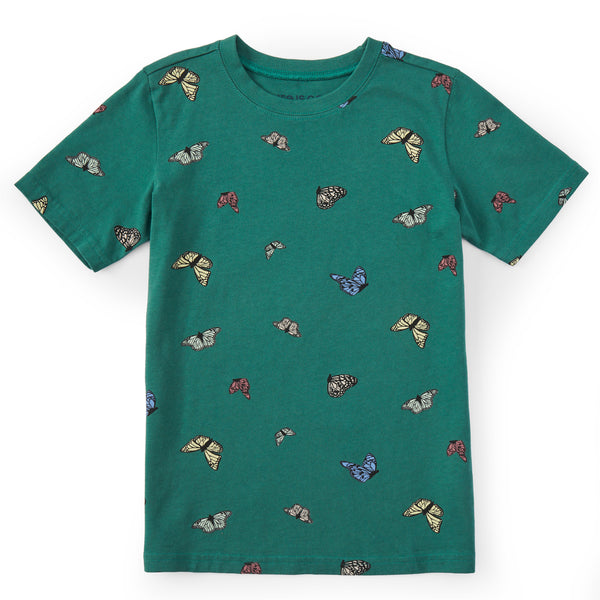 life is good Kids Flying Butterfly Pattern Short Sleeve Crusher Tee
