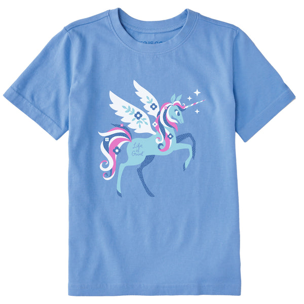 life is good Kids Flying Unicorn Short Sleeve Crusher Tee