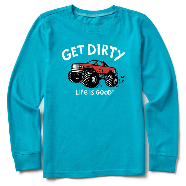 Life Is Good Kids Get Dirty Truck Long Sleeve Crusher Tee