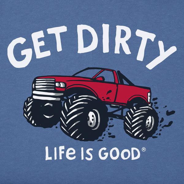 Life Is Good Kids Get Dirty Truck Short Sleeve Crusher Tee