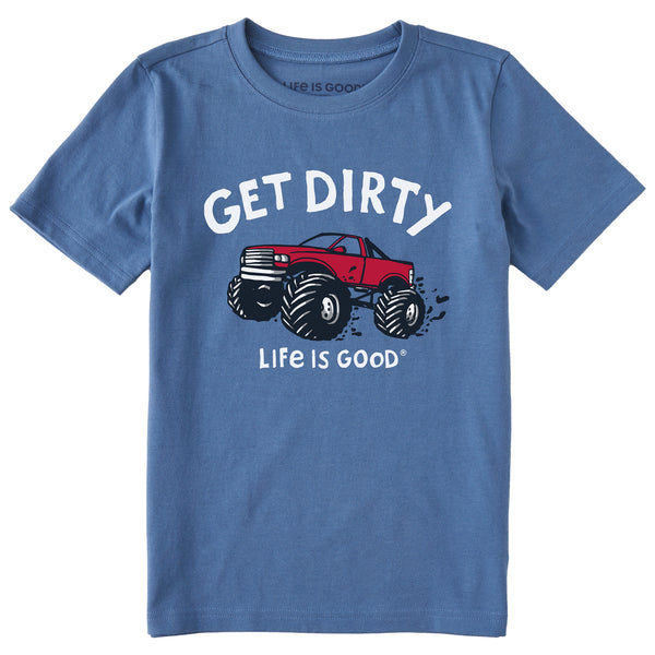 life is good Kids Get Dirty Truck Short Sleeve Crusher Tee