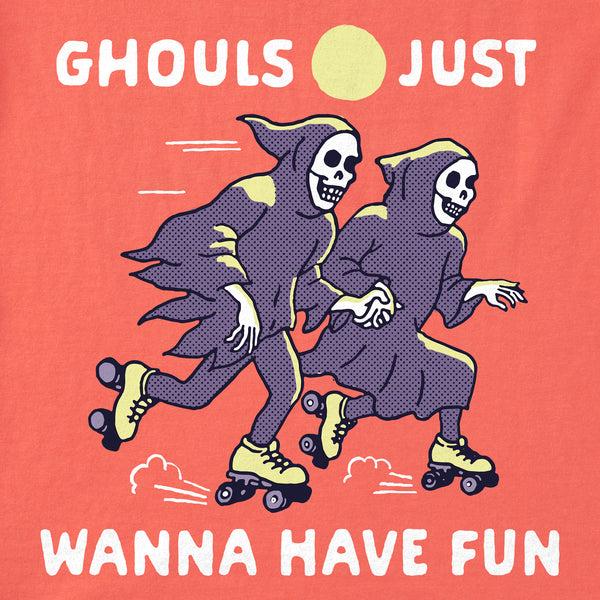 Life Is Good Kids Ghouls Just Wanna Have Fun Roller Skates Short Sleeve Crusher Tee