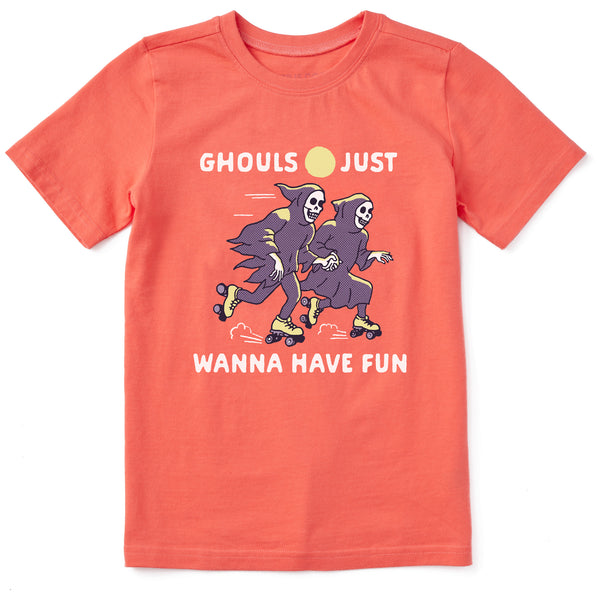 life is good Kids Ghouls Just Wanna Have Fun Roller Skates Short Sleeve Crusher Tee