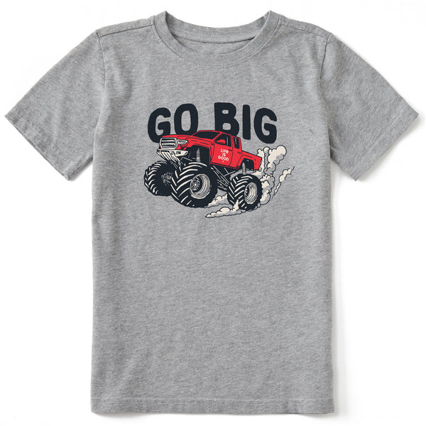 life is good Kids Go Big Monster Truck Short Sleeve Crusher Tee
