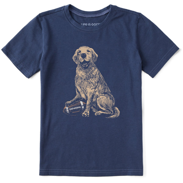 life is good Kids Golden Football Short Sleeve Crusher Tee