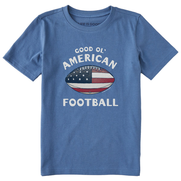 life is good Kids Good Ol' American Flag Football Short Sleeve Crusher Tee