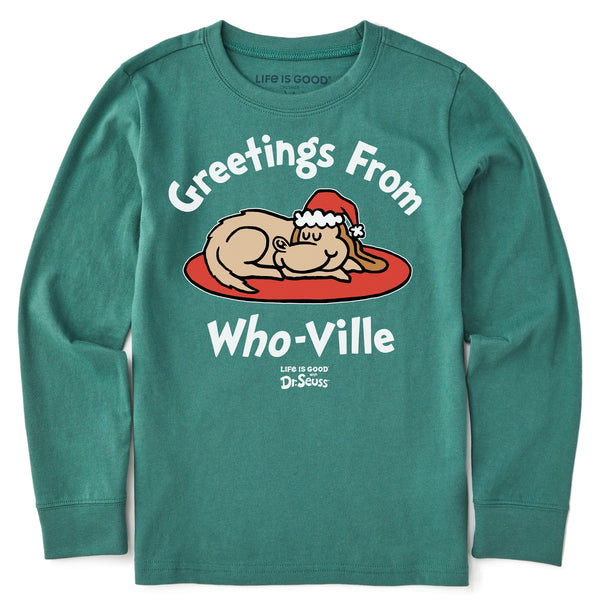 life is good Kids Greetings from Who-Ville Max Long Sleeve Crusher Tee