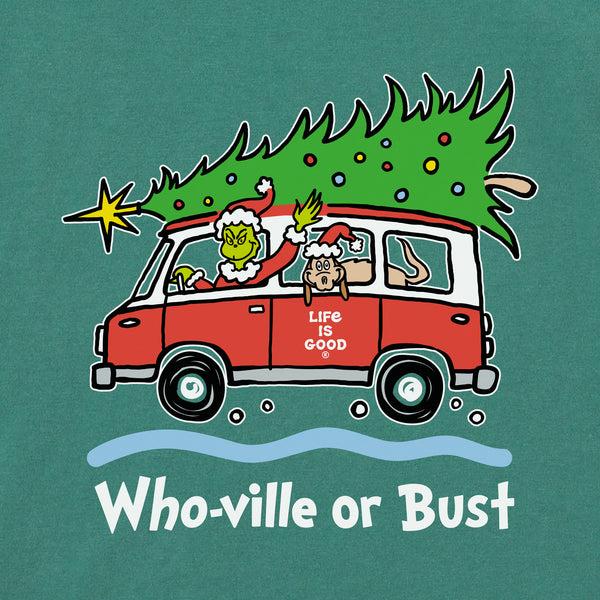 Life Is Good Kids Grinch And Max Who-Ville Or Bust Long Sleeve Crusher Tee