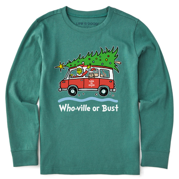 life is good Kids Grinch and Max Who-Ville Or Bust Long Sleeve Crusher Tee