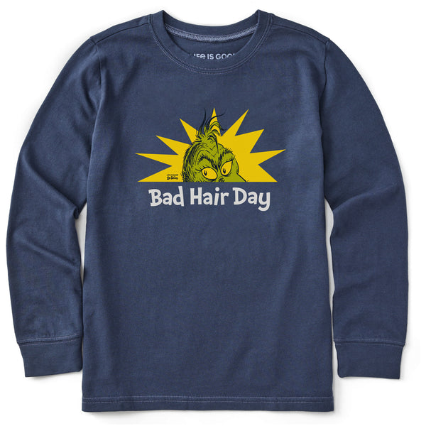 life is good Kids Grinch Bad Hair Day Long Sleeve Crusher Tee