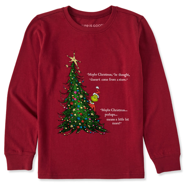 life is good Kids Grinch Christmas Means More Long Sleeve Crusher Tee