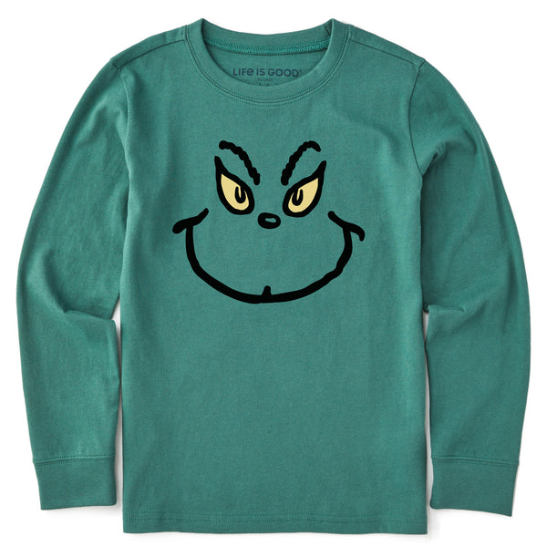 life is good Kids Grinch Grin Long Sleeve Crusher Tee