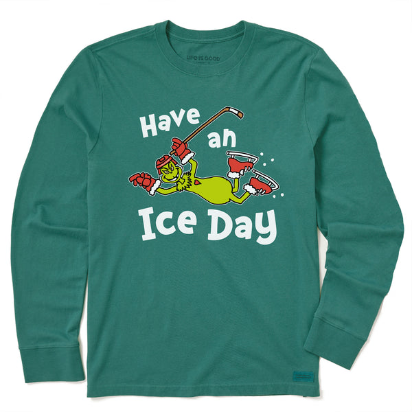 Life Is Good Kids Grinch Have An Ice Day Hockey Long Sleeve Crusher Tee
