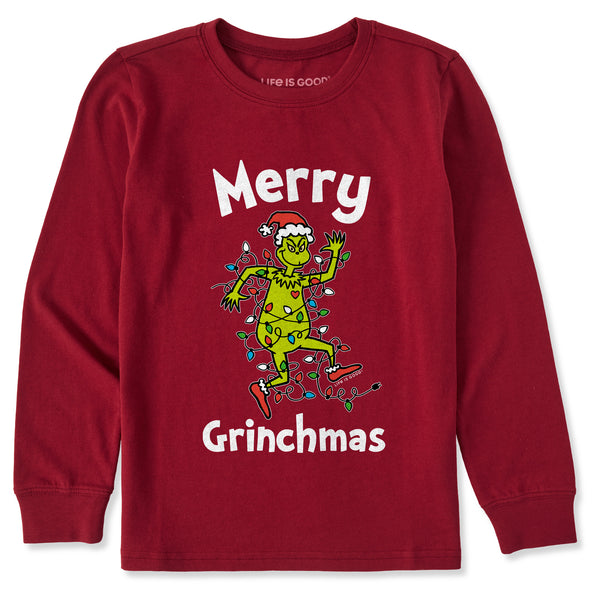 Life Is Good Kids Grinch Making Spirits Bright Long Sleeve Crusher Tee