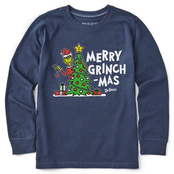 life is good Kids Grinch Merry Grinchmas Tree Long Sleeve Crusher Tee