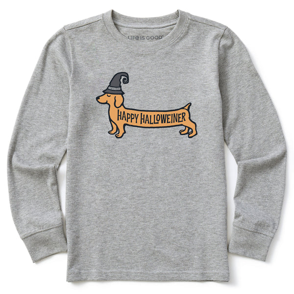 life is good Kids Happy Halloweiner Long Sleeve Crusher Tee