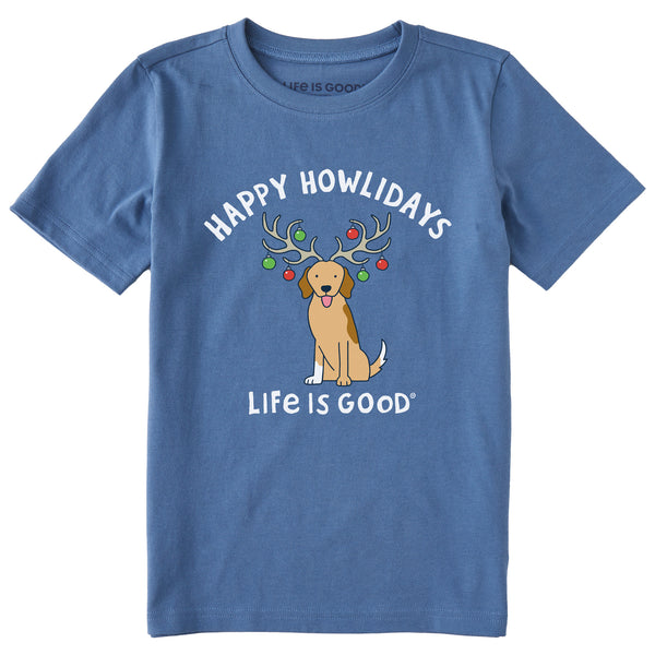 life is good Kids Happy Howlidays Golden Dog Short Sleeve Crusher Tee