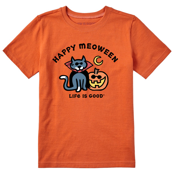life is good Kids Happy Meoween Cat u0026 Pumpkin Short Sleeve Crusher Tee
