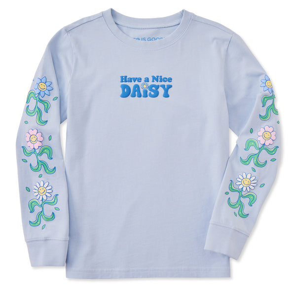 life is good Kids Have A Nice Daisy Flower Long Sleeve Crusher Tee