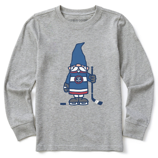 life is good Kids Hockey Gnome Long Sleeve Crusher Tee