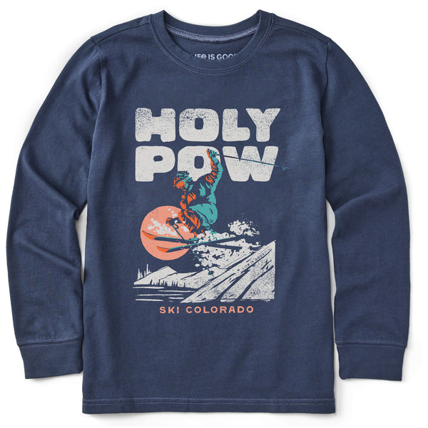 life is good Kids Holy Pow Ski Colorado Long Sleeve Crusher Tee